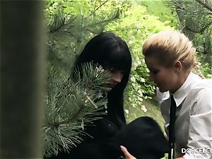 doll college girls see as their lecturer gets butt-fucked in the woods