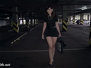 Jeny Smith revealing her brilliant bod in a parking garage
